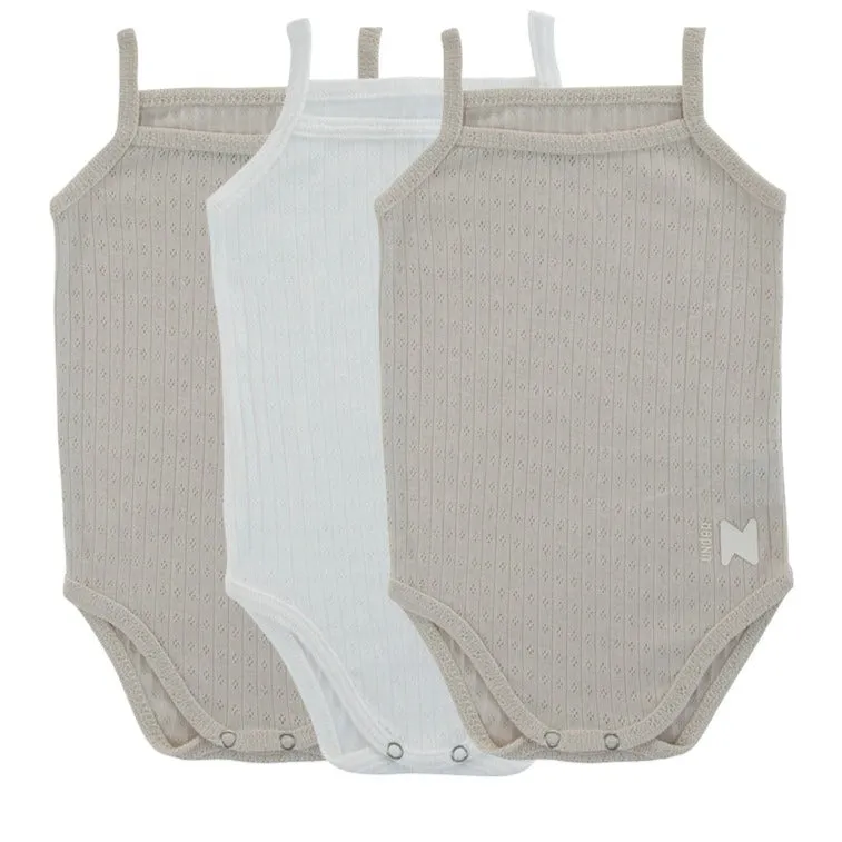 UnderNoggi Natural + White Pointelle Baby Undershirt- Boys