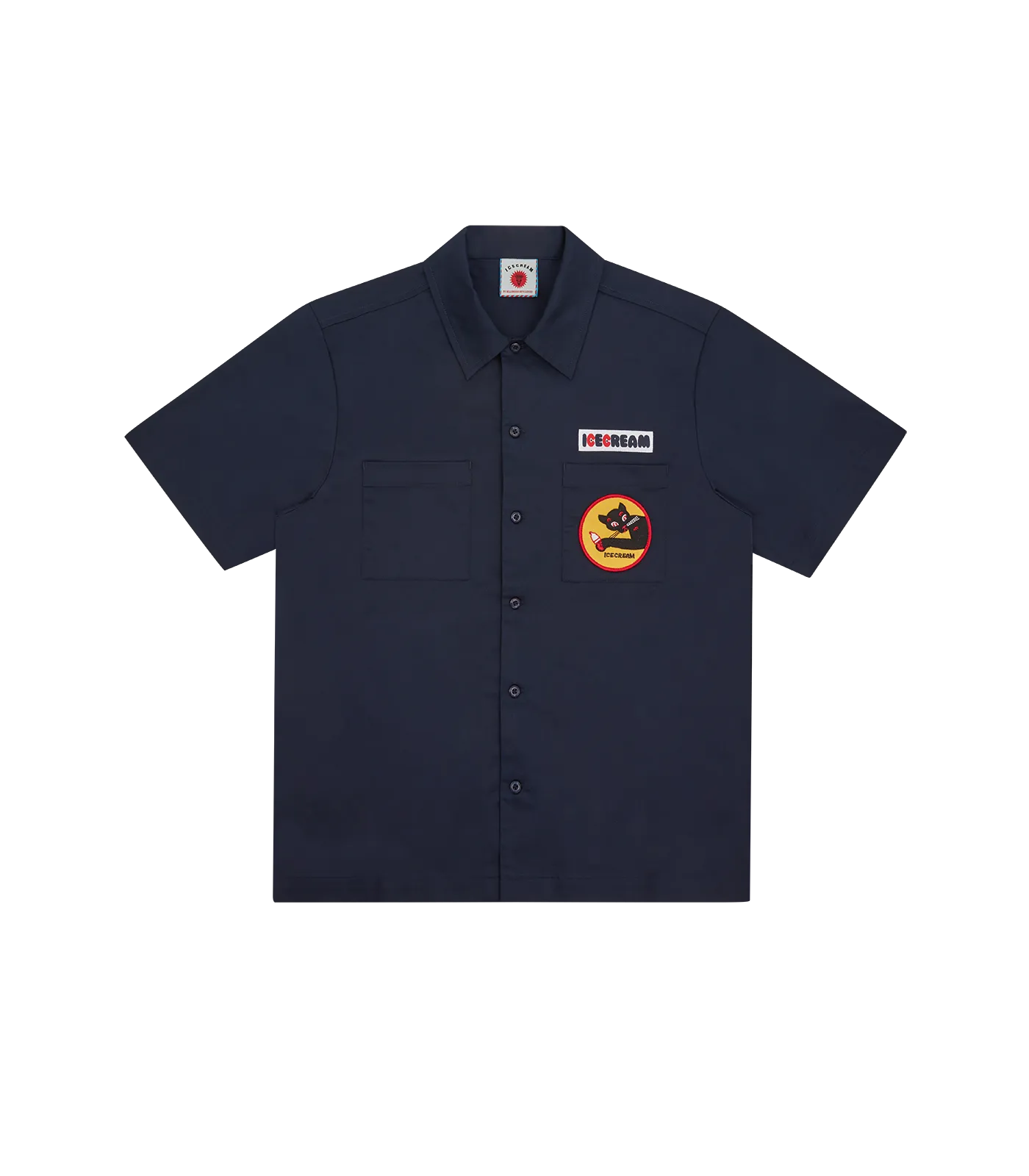 WAITRESS CAMP COLLAR SHIRT - NAVY