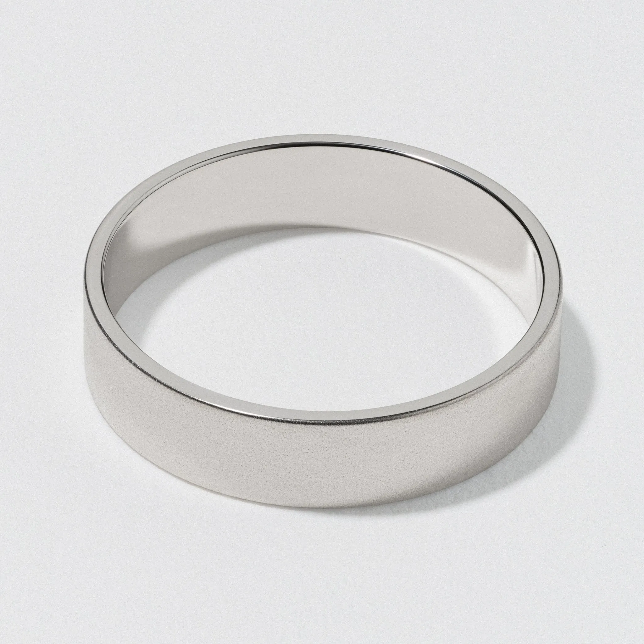 White Gold Flat Wedding Band - Matte 5mm