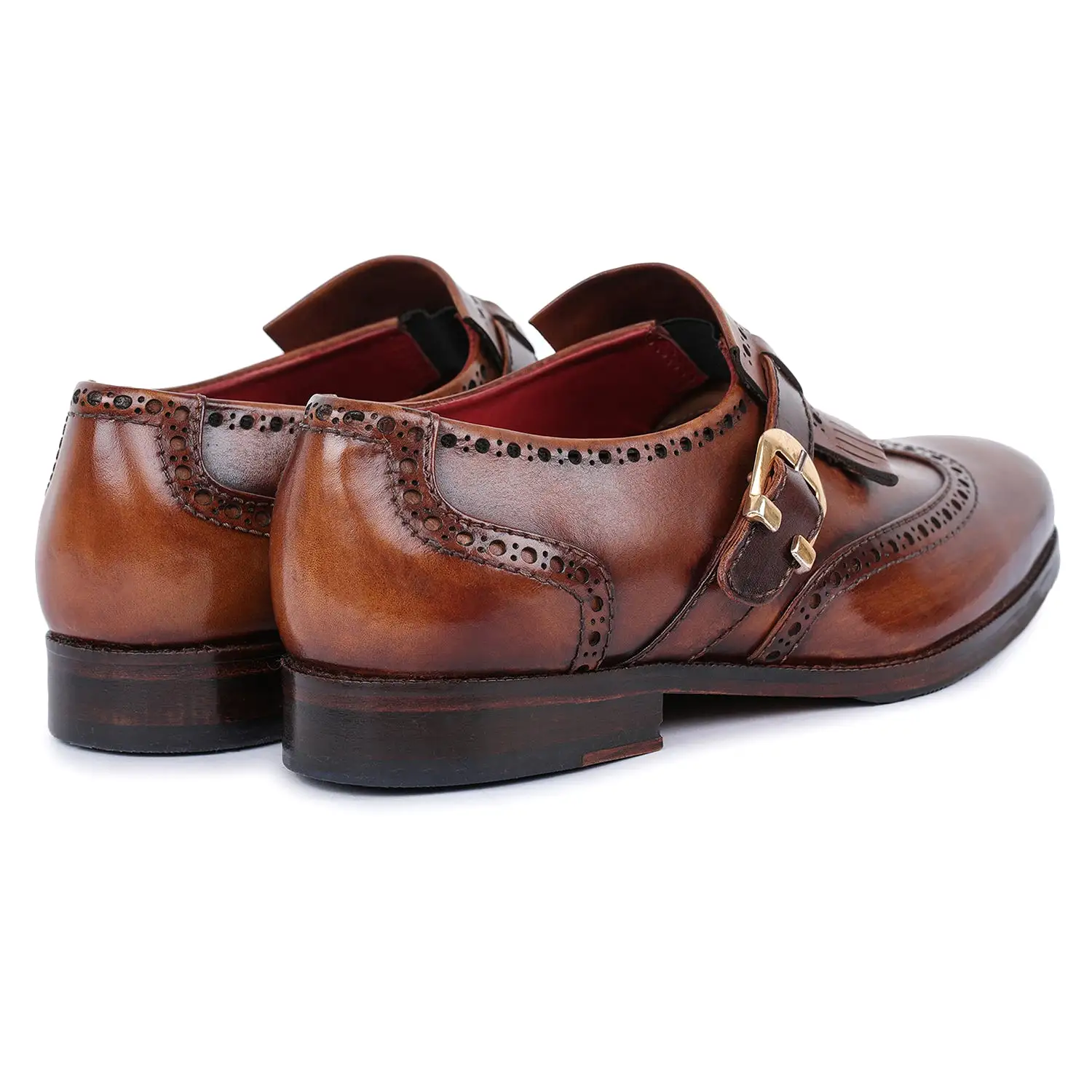 Wingtip Brogue Kiltie Monk Strap- Brown