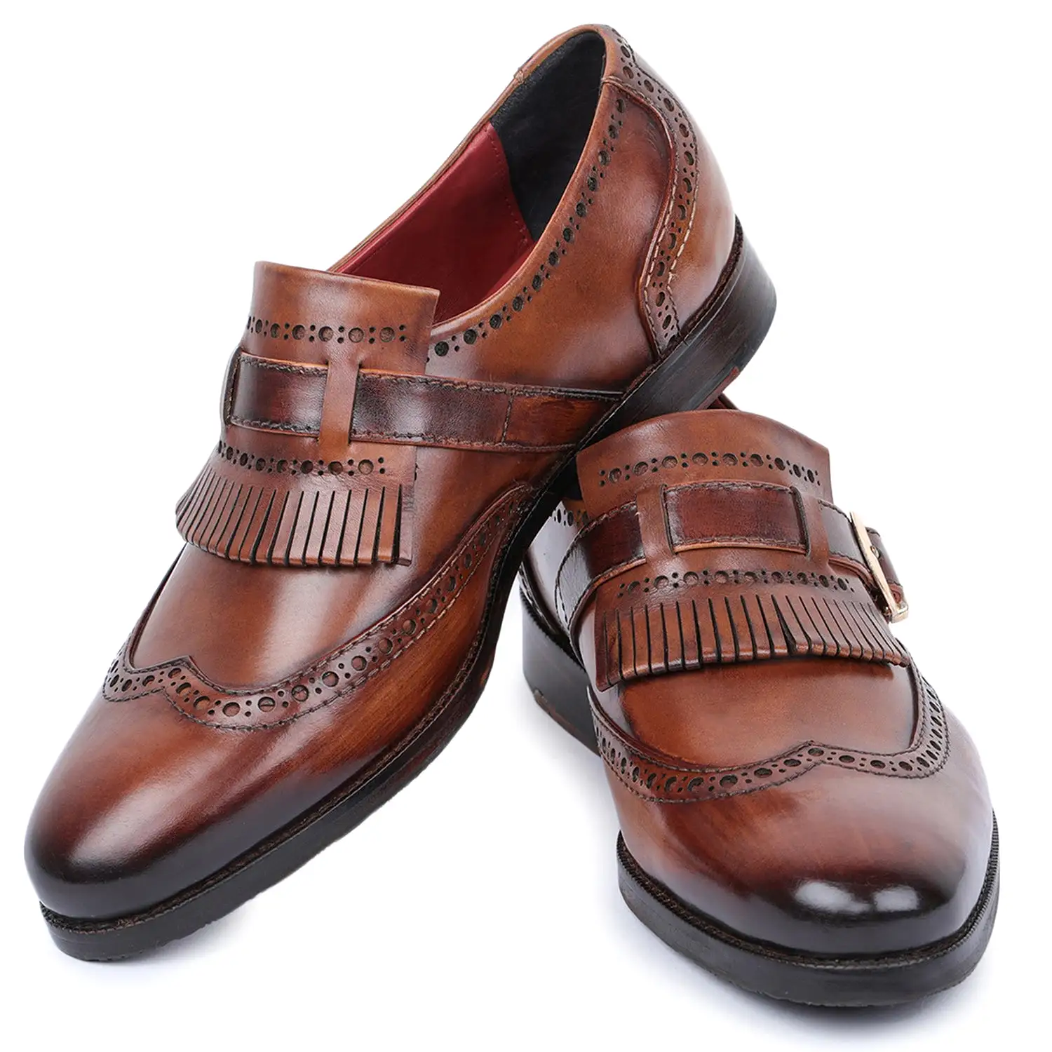 Wingtip Brogue Kiltie Monk Strap- Brown