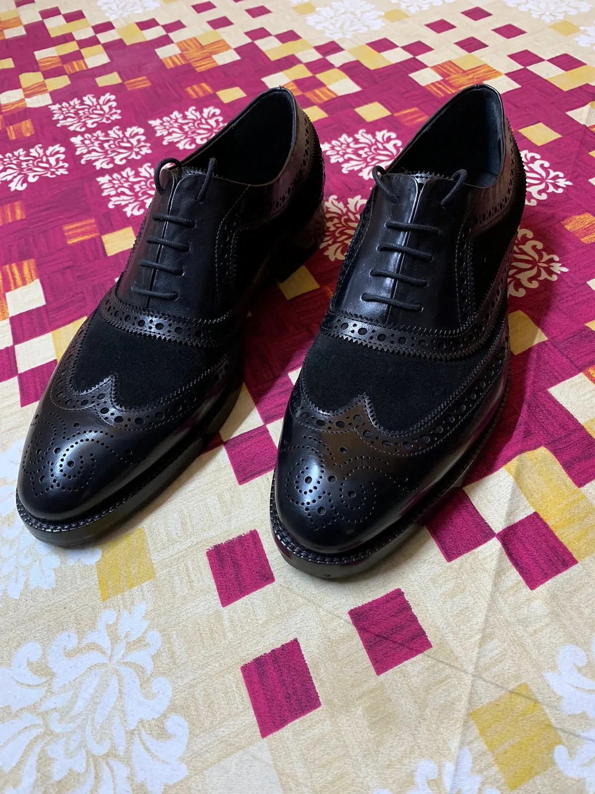 Wingtip Brogue Oxford- Black Suede