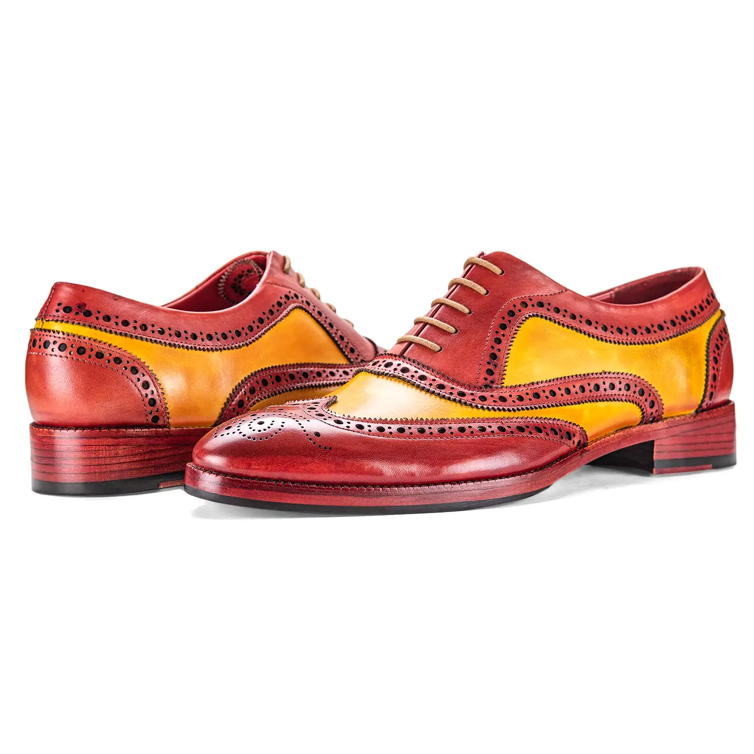 Wingtip Brogue Oxford- Red & Tan