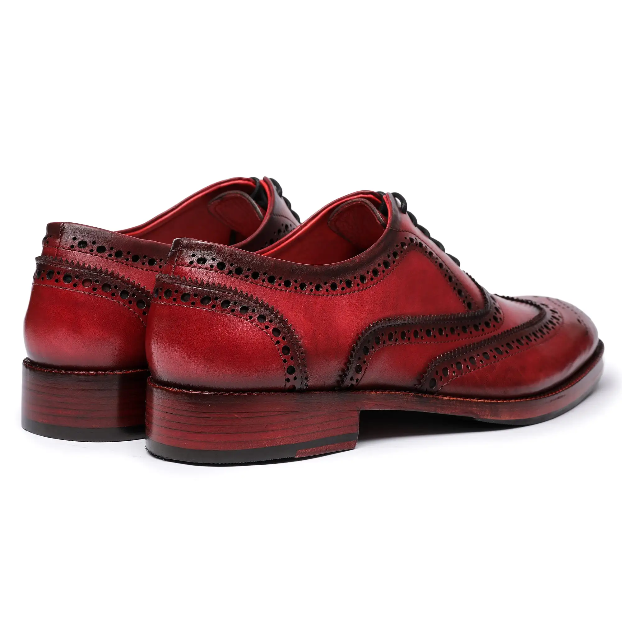 Wingtip Brogue Oxford- Wine Red