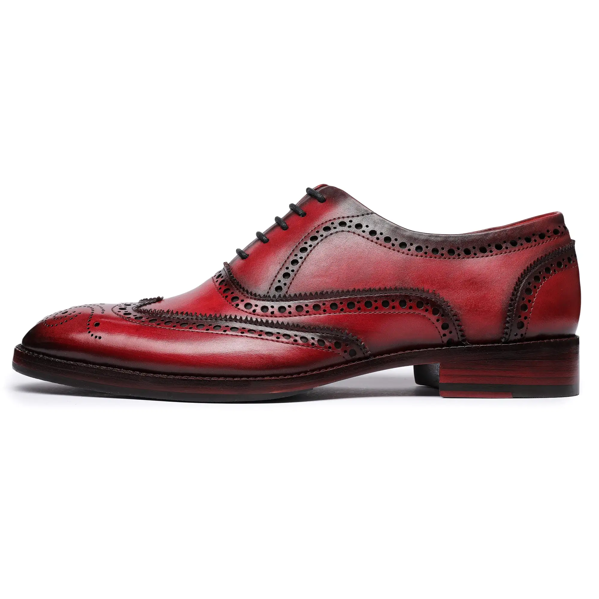 Wingtip Brogue Oxford- Wine Red