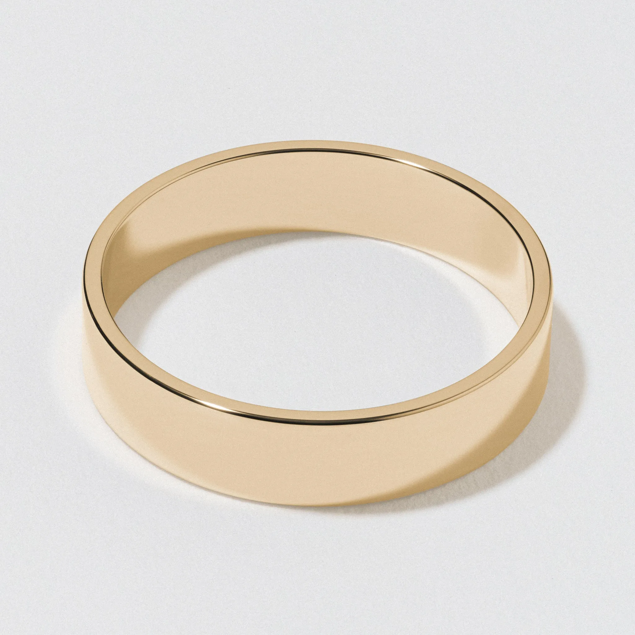 Yellow Gold Flat Wedding Band - Polished 5mm